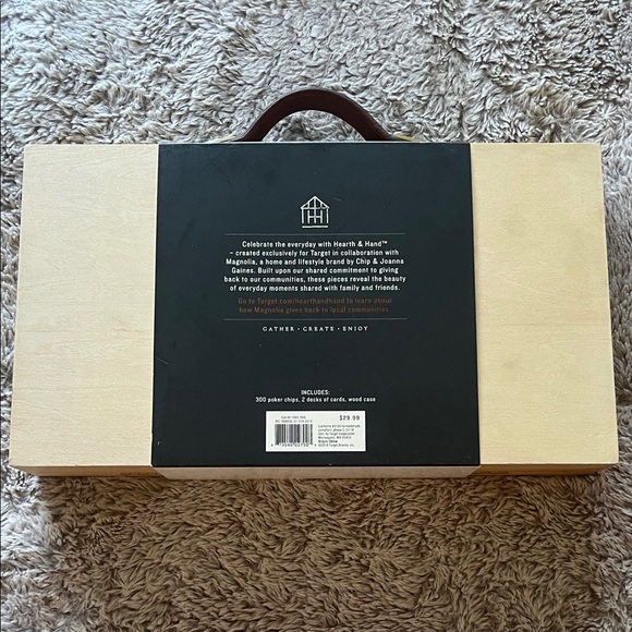 Hearth & Hand Natural Wood Poker Set with Black Label and Brown Handle - Picture 2 of 8